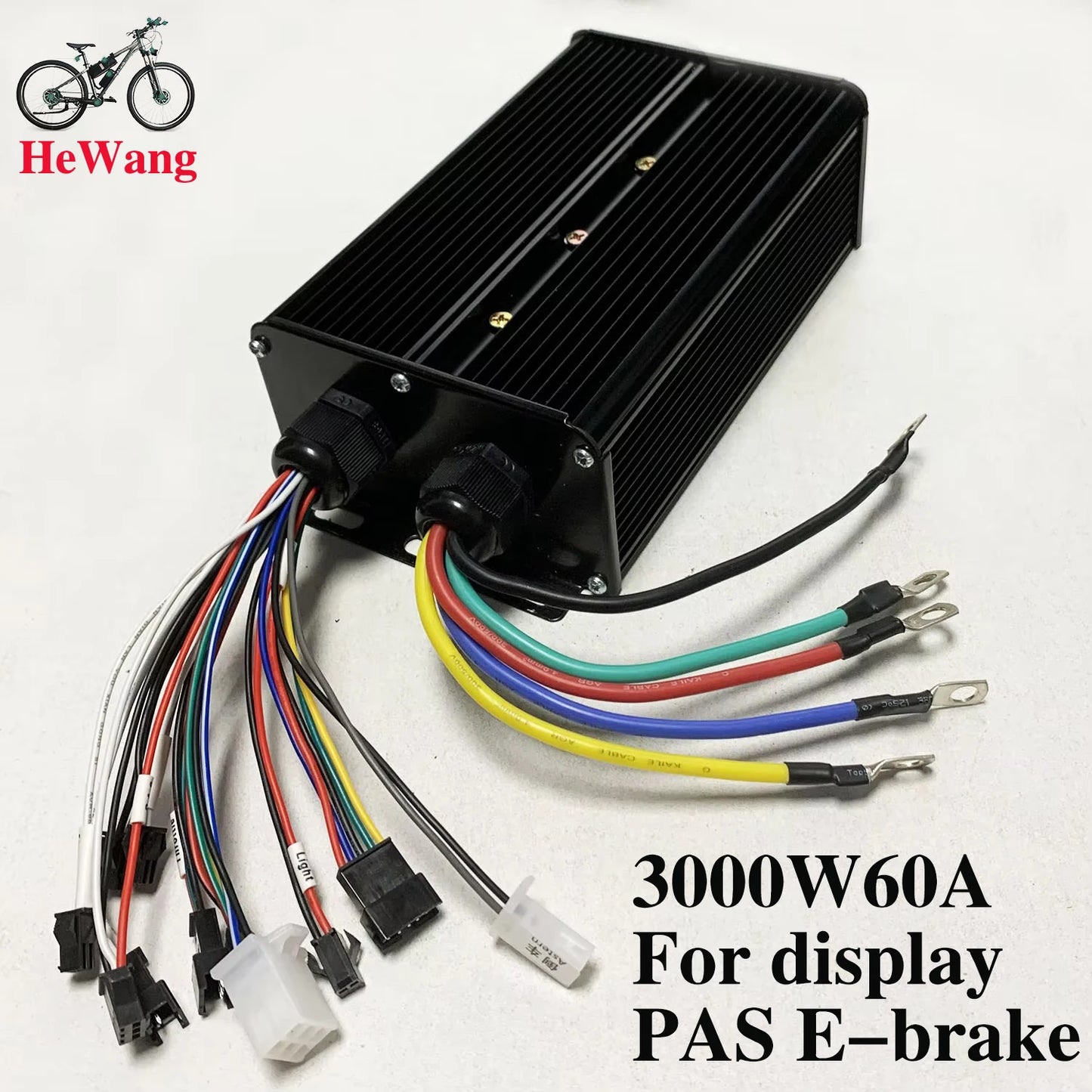 36V48V52V64V 3-Mode Sine Wave 3000W 60A Brushless Motor Controller for LCD Display , Throttle, P.A.S , E-Brake, E-Mountain Bike