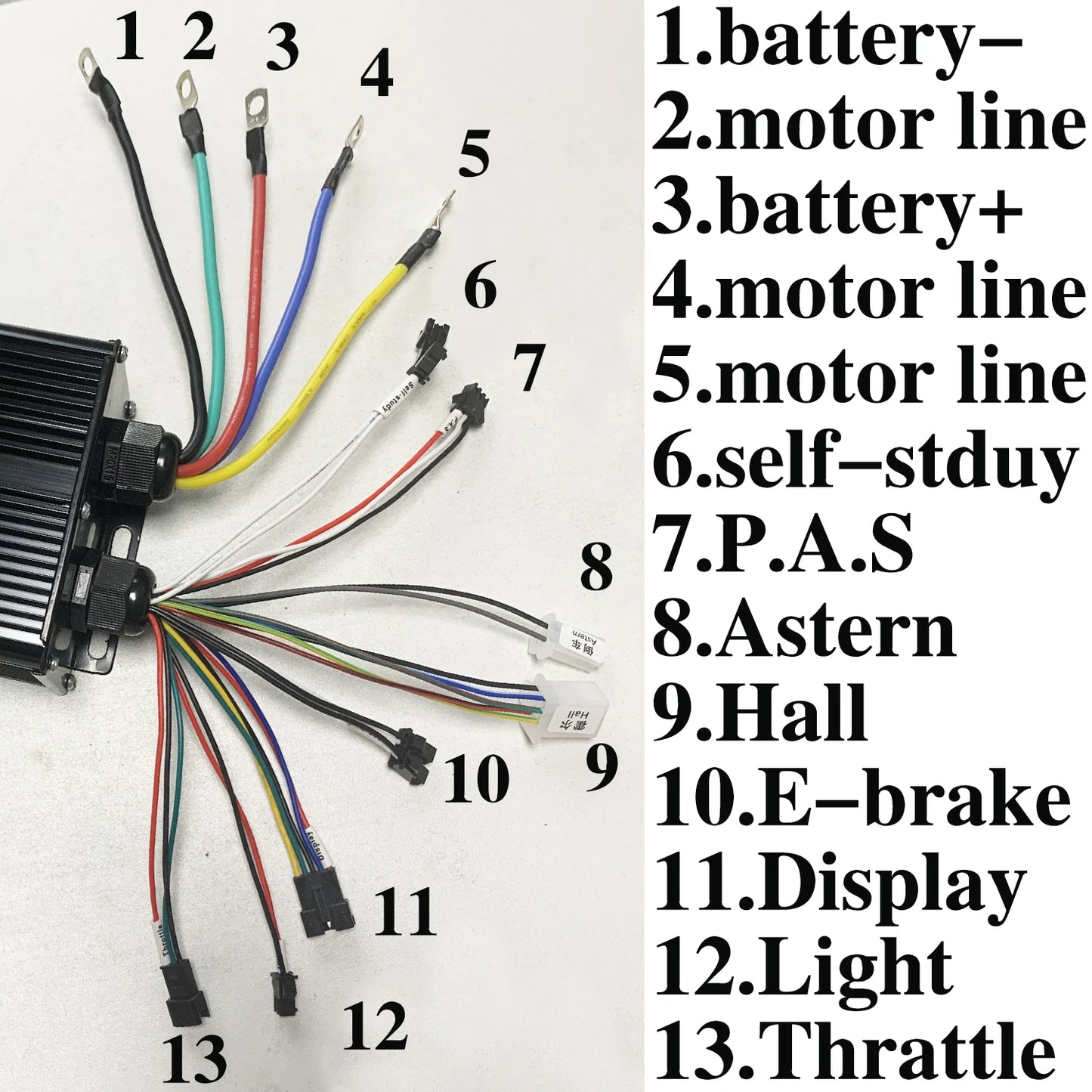 36V48V52V64V 3-Mode Sine Wave 3000W 60A Brushless Motor Controller for LCD Display , Throttle, P.A.S , E-Brake, E-Mountain Bike
